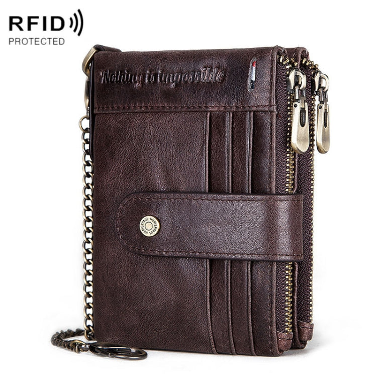 HUMERPAUL BP896 RFID Spazzola antifurto Portafoglio in pelle con doppia cerniera Portafoglio multi-card da uomo, BP896 Black, BP896 Dark Brown, BP896 Brown