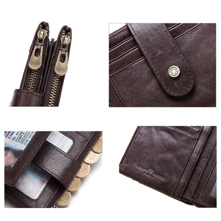 HUMERPAUL BP896 RFID Spazzola antifurto Portafoglio in pelle con doppia cerniera Portafoglio multi-card da uomo, BP896 Black, BP896 Dark Brown, BP896 Brown