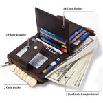BP804 Portafoglio antifurto RFID Portamonete multifunzionale con cerniera retrò per il tempo libero, BP804 Red, BP804 Khaki, BP804 Blue, BP804 Black, BP804 Brown