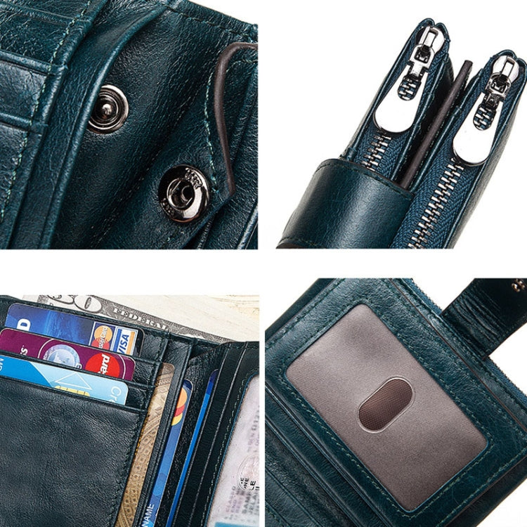 BP804 Portafoglio antifurto RFID Portamonete multifunzionale con cerniera retrò per il tempo libero, BP804 Red, BP804 Khaki, BP804 Blue, BP804 Black, BP804 Brown