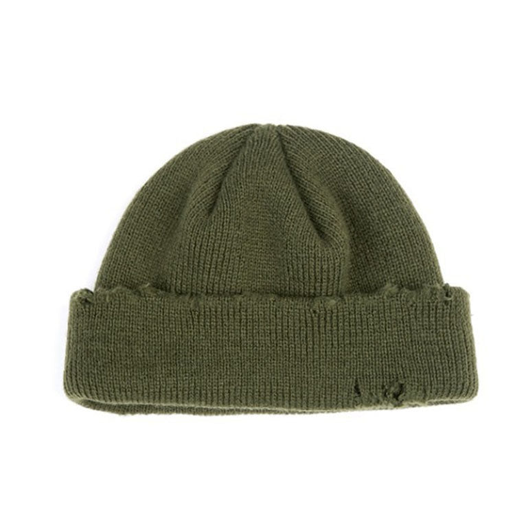 Cappello lavorato a maglia da mendicante strappato Cappello di lana autunno e inverno punk, Green, Black, Grey