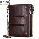 HUMERPAULBP926 RFID Anti-Magnetic Portafoglio Uomo Doppia Cerniera Portamonete, BP926 Khaki, BP926 Brown