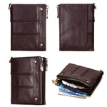 HUMERPAULBP926 RFID Anti-Magnetic Portafoglio Uomo Doppia Cerniera Portamonete, BP926 Khaki, BP926 Brown