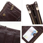HUMERPAULBP926 RFID Anti-Magnetic Portafoglio Uomo Doppia Cerniera Portamonete, BP926 Khaki, BP926 Brown