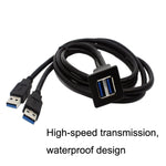 RF-56 Dual-port USB3.0 cavo impermeabile cavo auto cruscotto audio linea di estensione, lunghezza cavo: 1 m, Dashboard Audio Extension Line