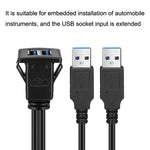 RF-56 Dual-port USB3.0 cavo impermeabile cavo auto cruscotto audio linea di estensione, lunghezza cavo: 1 m, Dashboard Audio Extension Line