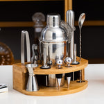 Set di shaker per barra con base in legno a semicerchio BY-F12, specifiche:, 350ml, 550ml, 700ml, 750ml