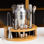 Set di shaker per barra con base in legno a semicerchio BY-F12, specifiche:, 350ml, 550ml, 700ml, 750ml