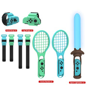 DOBE TNS-2123 Spada laser sportiva + cinturino per le gambe + racchetta da tennis + cinturino da polso Set sportivo 7 in 1 per Nintendo Switch, DOBE 7 In 1