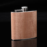 Fiaschetta per anca in pelle di legno da 6 once Flacone per alcol da vino whisky in acciaio inossidabile, Style 1, Style 2, Style 3, Style 4, Style 5