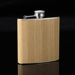 Fiaschetta per anca in pelle di legno da 6 once Flacone per alcol da vino whisky in acciaio inossidabile, Style 1, Style 2, Style 3, Style 4, Style 5