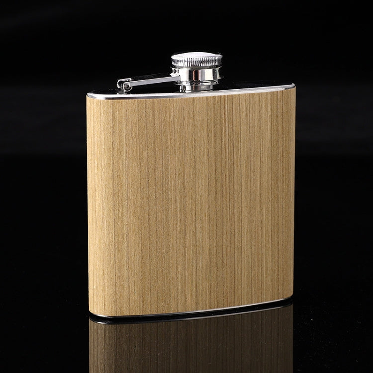 Fiaschetta per anca in pelle di legno da 6 once Flacone per alcol da vino whisky in acciaio inossidabile, Style 1, Style 2, Style 3, Style 4, Style 5