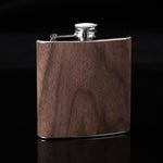 Fiaschetta per anca in pelle di legno da 6 once Flacone per alcol da vino whisky in acciaio inossidabile, Style 1, Style 2, Style 3, Style 4, Style 5
