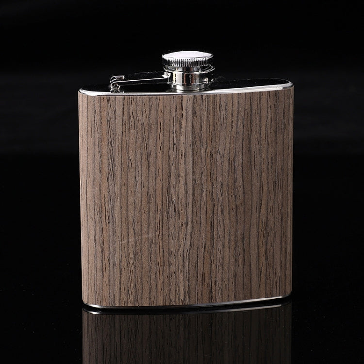 Fiaschetta per anca in pelle di legno da 6 once Flacone per alcol da vino whisky in acciaio inossidabile, Style 1, Style 2, Style 3, Style 4, Style 5