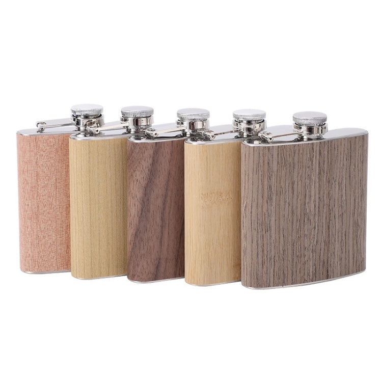 Fiaschetta per anca in pelle di legno da 6 once Flacone per alcol da vino whisky in acciaio inossidabile, Style 1, Style 2, Style 3, Style 4, Style 5