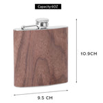 Fiaschetta per anca in pelle di legno da 6 once Flacone per alcol da vino whisky in acciaio inossidabile, Style 1, Style 2, Style 3, Style 4, Style 5