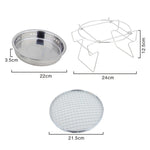 RG_011 Griglia per barbecue pieghevole rotonda in acciaio inossidabile per esterni, dimensioni:, 22 x 14cm, 30 x 19.5cm