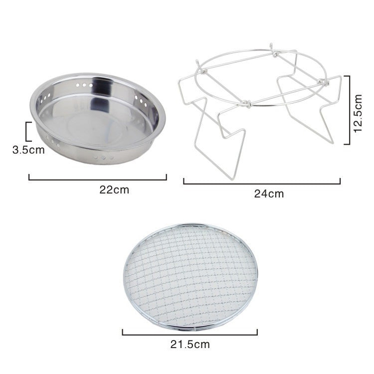 RG_011 Griglia per barbecue pieghevole rotonda in acciaio inossidabile per esterni, dimensioni:, 22 x 14cm, 30 x 19.5cm