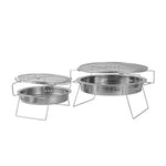 RG_011 Griglia per barbecue pieghevole rotonda in acciaio inossidabile per esterni, dimensioni:, 22 x 14cm, 30 x 19.5cm