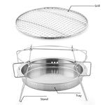 RG_011 Griglia per barbecue pieghevole rotonda in acciaio inossidabile per esterni, dimensioni:, 22 x 14cm, 30 x 19.5cm