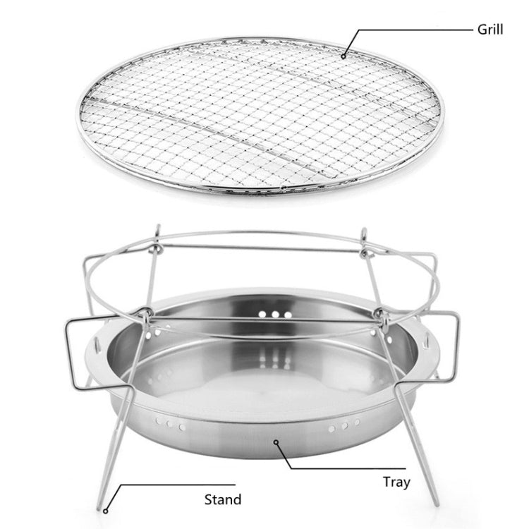 RG_011 Griglia per barbecue pieghevole rotonda in acciaio inossidabile per esterni, dimensioni:, 22 x 14cm, 30 x 19.5cm