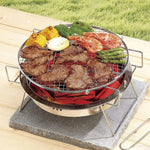 RG_011 Griglia per barbecue pieghevole rotonda in acciaio inossidabile per esterni, dimensioni:, 22 x 14cm, 30 x 19.5cm
