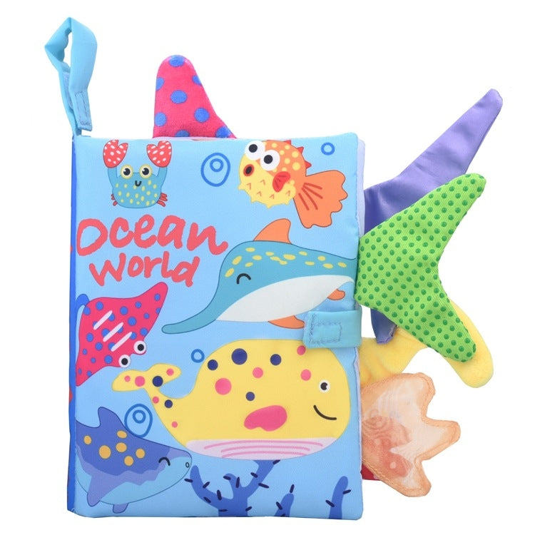 Tail Cloth Book Baby Enlightenment 3D Early Education Libro di stoffa, Ocean, Jungle, Dinosaur, Tropical Rain Forest, Mermaid, Farm, Black and Yellow Ainmal, Black and White Jungle, Black and White Farm