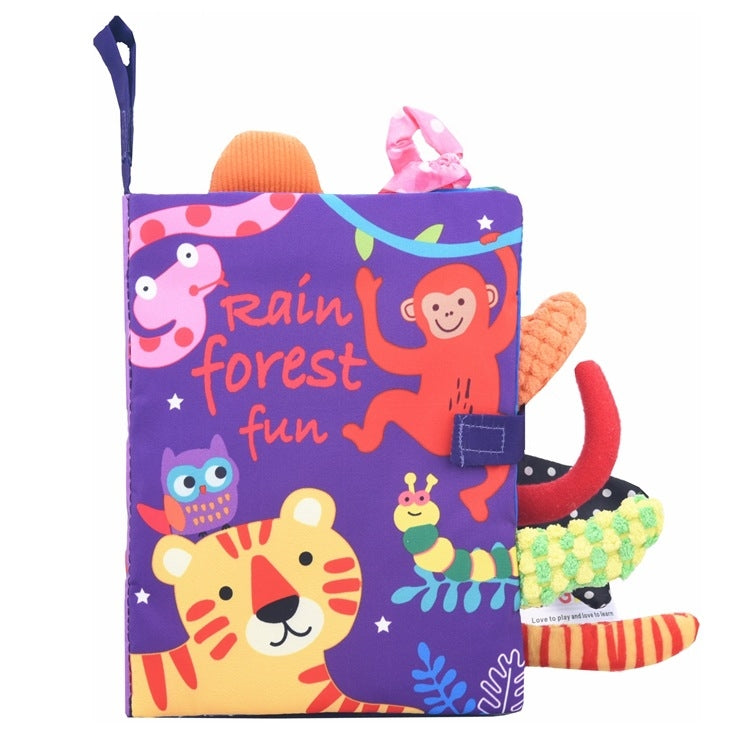 Tail Cloth Book Baby Enlightenment 3D Early Education Libro di stoffa, Ocean, Jungle, Dinosaur, Tropical Rain Forest, Mermaid, Farm, Black and Yellow Ainmal, Black and White Jungle, Black and White Farm