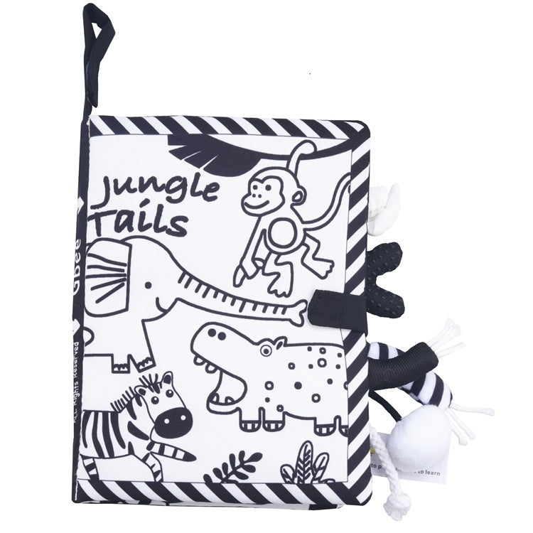Tail Cloth Book Baby Enlightenment 3D Early Education Libro di stoffa, Ocean, Jungle, Dinosaur, Tropical Rain Forest, Mermaid, Farm, Black and Yellow Ainmal, Black and White Jungle, Black and White Farm