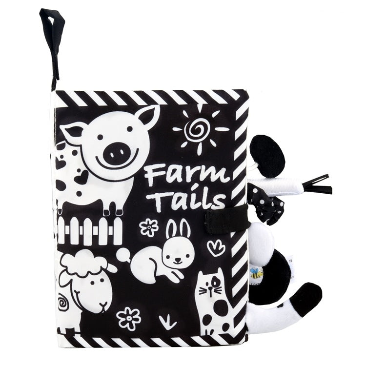 Tail Cloth Book Baby Enlightenment 3D Early Education Libro di stoffa, Ocean, Jungle, Dinosaur, Tropical Rain Forest, Mermaid, Farm, Black and Yellow Ainmal, Black and White Jungle, Black and White Farm