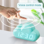 1966 Sveglia da comodino a LED ad attivazione vocale a forma di nuvola, White, Blue