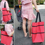 Carrello della spesa portatile Borsa pieghevole con ruote, Red, Green, Blue, Black, Orange
