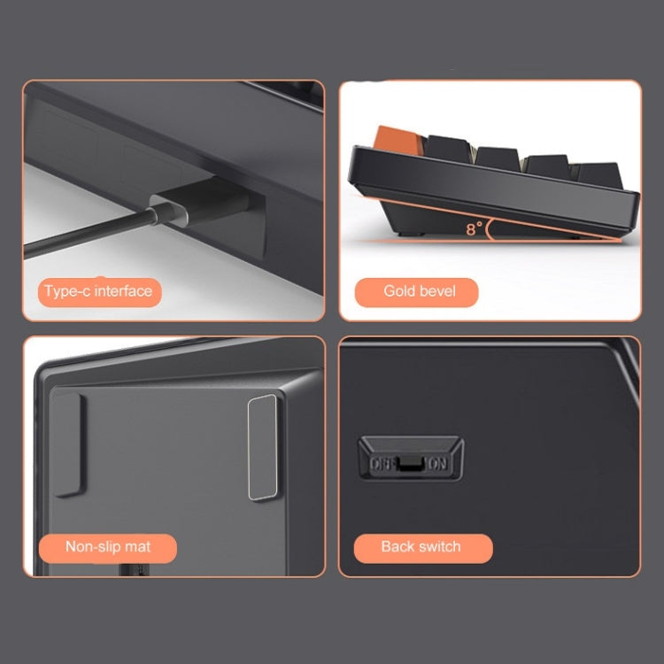 Tastiera meccanica cablata Bluetooth a 104 tasti con copritastiera traslucido a due colori