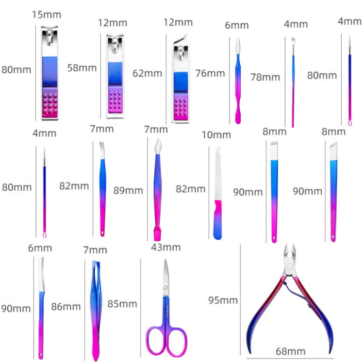 Set di rifinitura per tagliaunghie di bellezza brillante in acciaio inossidabile, 7 PCS/Set, 10 PCS/Set, 12 PCS/Set, 15 PCS/Set