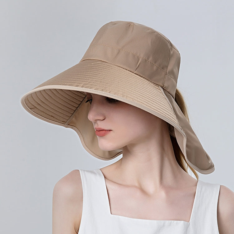 8112 Cappello da pescatore a coda di cavallo a tesa larga con parasole da donna, 8112 Black, 8112 Pink, 8112 Grey, 8112 Khaki, 8112 Beige