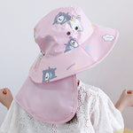 1015 Cappello da sole estivo per bambini Cappello da pescatore per protezione solare da esterno con scialle, 1015 Yellow, 1015 Blue, 1015 Pink, 1015 Orange