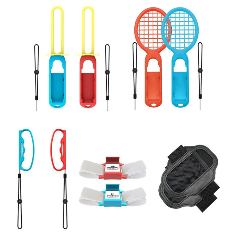 IPLAY HBS-447 Impugnatura 10 in 1 + cinturino da polso + cinturino + spada laser + set sport con racchetta per Nintendo Switch, IPLAY 10 In 1