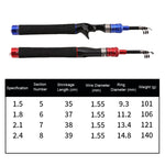 Canna da pesca telescopica Mini canna da pesca Attrezzatura da pesca portatile, 1.5m, 1.8m, 2.1m, 2.4m