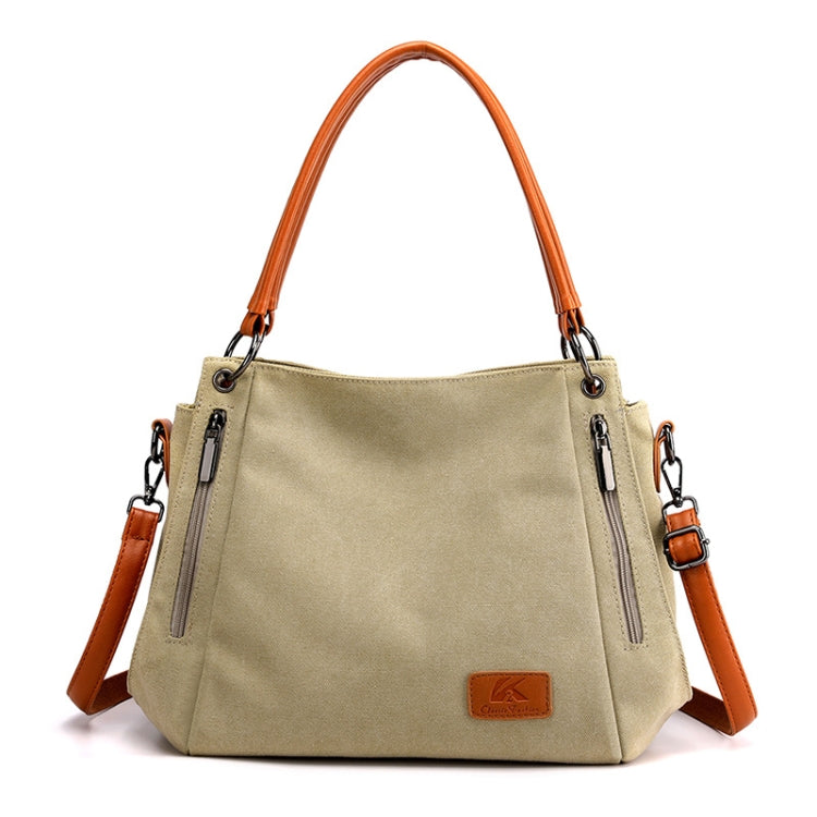 T-1983 Borsa a tracolla in tela di grande capacità da donna, Khaki, Black, Grey, Brown, Purple Coffee