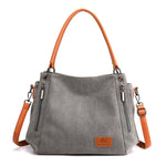 T-1983 Borsa a tracolla in tela di grande capacità da donna, Khaki, Black, Grey, Brown, Purple Coffee