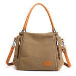 T-1983 Borsa a tracolla in tela di grande capacità da donna, Khaki, Black, Grey, Brown, Purple Coffee