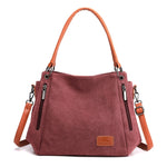 T-1983 Borsa a tracolla in tela di grande capacità da donna, Khaki, Black, Grey, Brown, Purple Coffee