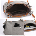 T-1983 Borsa a tracolla in tela di grande capacità da donna, Khaki, Black, Grey, Brown, Purple Coffee