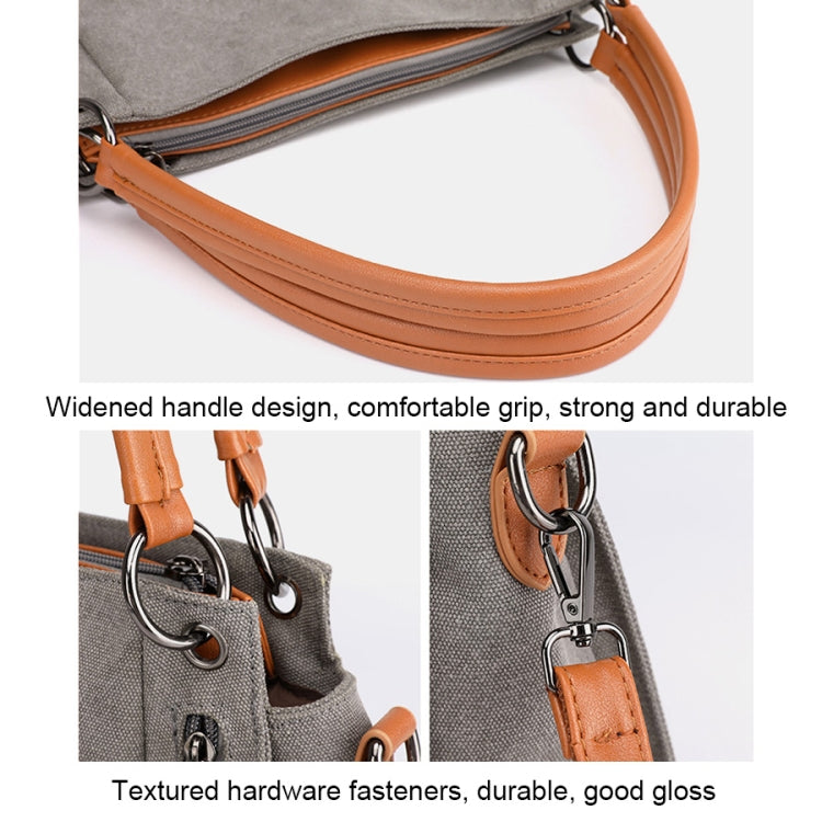 T-1983 Borsa a tracolla in tela di grande capacità da donna, Khaki, Black, Grey, Brown, Purple Coffee