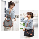T-1983 Borsa a tracolla in tela di grande capacità da donna, Khaki, Black, Grey, Brown, Purple Coffee