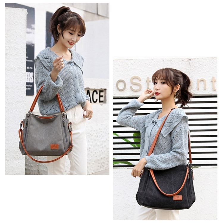 T-1983 Borsa a tracolla in tela di grande capacità da donna, Khaki, Black, Grey, Brown, Purple Coffee