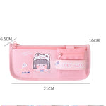 Borsa per matite per cartoni animati Borsa per cancelleria per scuola elementare di grande capacità con manico, Light Pink, Deep Pink, Astronaut