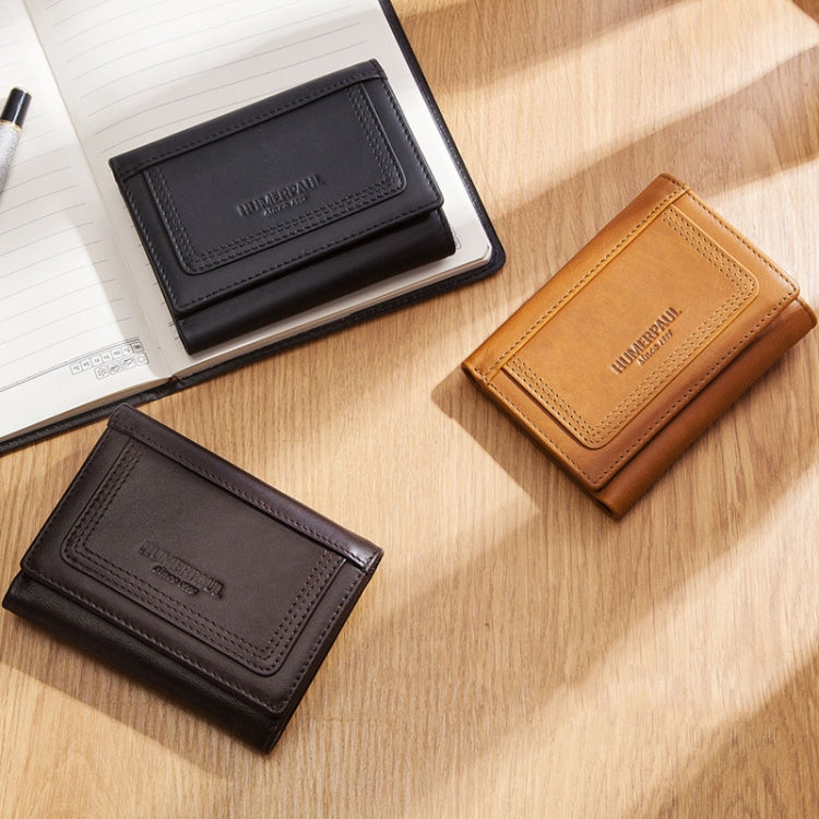 HUMERPAUL BP992 RFID Anti-Magnetic Multi-Card Position Zipper Portamonete Portafoglio da uomo in pelle, BP992 Black, BP992 Dark Brown, BP992 Brown