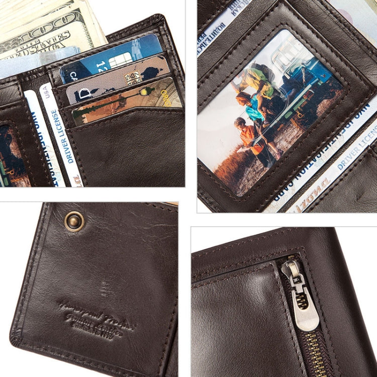 HUMERPAUL BP992 RFID Anti-Magnetic Multi-Card Position Zipper Portamonete Portafoglio da uomo in pelle, BP992 Black, BP992 Dark Brown, BP992 Brown