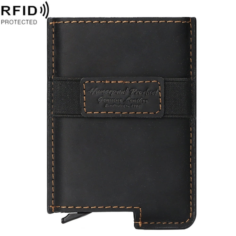 HUMERPAUL BP977 Set di carte di credito automatiche in pelle con scatola antifurto RFID, BP977 Black, BP977 Dark Brown, BP977 Brown